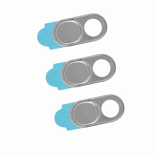 3-Pack Metal Webcam Cover Stickers Silver Slider Camera Blocker fit for Smartphone Tablet Laptop PC Slim Secure Adhesive - color: Silver