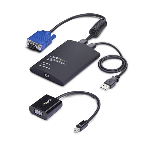 StarTech Crash Cart Adapter, USB/VGA/Mini DP, TAA (NOTECONS02-VGA-MDP) | USB/VGA KVM console, File transfer & video capture, Mini DP adapter, BIOS-level control, Self-powered, Win/Linux/macOS