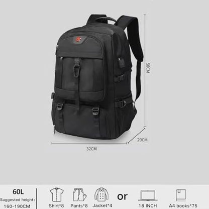 Travel laptop backpack, Extra Large 60L Traveling College Backpack,Large Capacity Backpack for Men Women,Fits 17 Inch Computer, USB Charging Port, Green - color: 60l Green-a