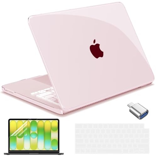 Compatible with MacBook Neo 13 inch Case 2026, Ultra-Thin Hard Shell Case & Keyboard Cover & Screen Protector & USB 3.0 Adapter, Crystal Blush - color: Crystal Blush