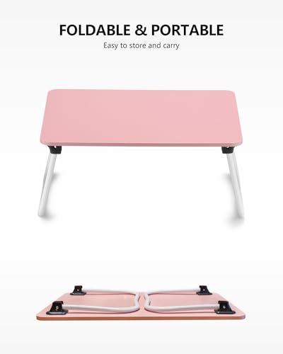 ZEAPTAC Foldable Lap Desk, Portable Bed Table, Laptop Stand, Lightweight & Mini Table for Breakfast/Picnic/Drawing/Couch/Floor - Pink - color: Pink