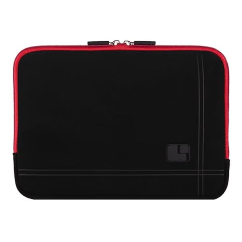 Neoprene Laptop Sleeve for 13 13.3 Inch Laptops Tablets with Padded Lining, Shock Resistant Unisex Laptop Bag for Office, Commute, Travel - color: Black / Red