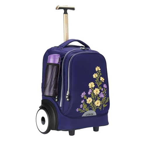 Rolling Laptop Bag with Quiet Wheels for 15.6 Inch Laptop, 6inch Large Wheel Roller Bag,Backpack with Wheels, Wheeled Computer Bag, T5- Wildflower Bouquet - color: T5- Wildflower Bouquet
