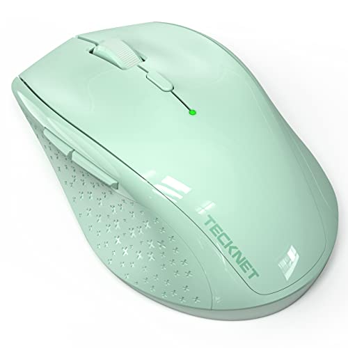 TECKNET Wireless Mouse, 2.4G USB Computer Mouse with 6-Level Adjustable 4800 DPI, 30 Months Battery, Ergonomic Grips, 6 Buttons Portable for PC, Chromebook, Mac - Green - color: Green