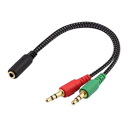 HOMSFOU 3pcs Female to Male Headset Splitter Cable Adapter for Audio Dual Ports for Headphones and Microphone Compatible Laptops and Mobile Devices Stereo Audio Cable