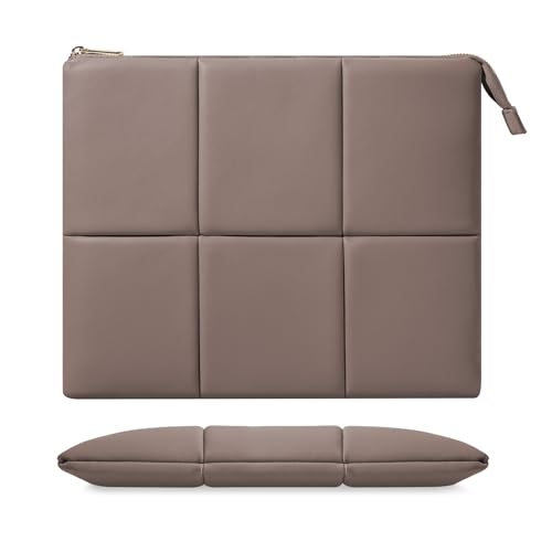 MoKo 13.3-14 Inch PU Leather Laptop Sleeve Fit with New Mac Neo 13", Mac Air 13'' M5 2026, Mac Pro 14'' M5, Mac Pro 13" M2/M1, Built-in Elastic Band, Laptop Carrying Case, Coffee - color: Coffee, size: 13.3-14 inch