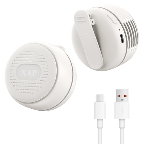 XAP Clip On Mini Fan, USB Rechargeable Portable Fan | 360° Rotatable, Silent Bladeless, 3 Speeds, Personal Cooling, Wearable