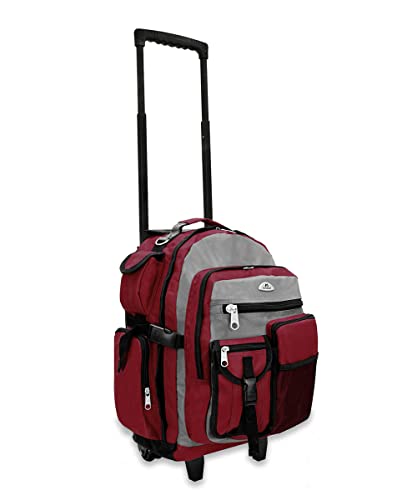 Everest 5045 Deluxe Wheeled Backpack, Burgundy, One Size - color: Burgundy