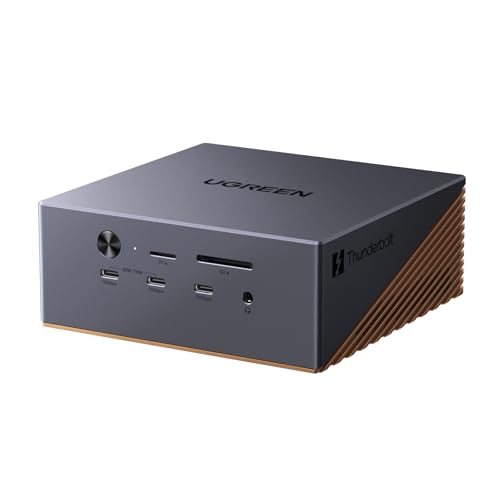 UGREEN Maxidok Thunderbolt 5 Docking Station, 8TB M.2 NVMe SSD Support | 17-in-1, 3xTBT5, DP 2.1, Dual 6K/Single 8K, 6x10Gbps USB-C&A, 140W Charging, 60W PD-Out, 2.5GbE, 3x3.5mm Audio,Cooling System
