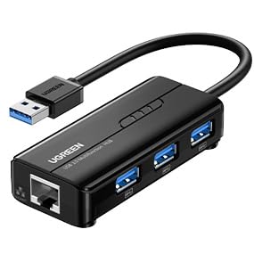UGREEN USB 3.0 Hub Ethernet Adapter, with 3 USB 3.0 Ports Hub 1000Mbps | Gigabit Network Converter Compatible with Laptop PC MacBook Mac mini Surface XPS Windows Linux macOS, and More