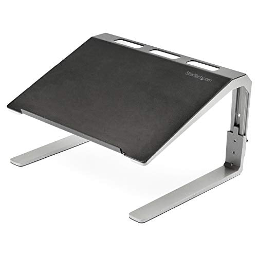 StarTech Adjustable Laptop Stand, Ergonomic Laptop Riser for Desk, Tilted | Heavy Duty Steel & Aluminum, 3 Height Settings, LTSTND