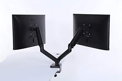 Dual Monitor Arm Desk Mount – Adjustable Height Gas Spring – VESA Mount with C Clamp & Mounting Base – Computer Monitor Stand for Screen up to 32 inch – Holds up to 20 lbs., Black (DMM-24) - size: Dual Arm