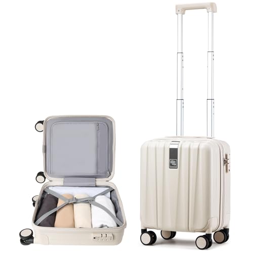 Hanke 14 Inch Underseat Carry On Luggage with Wheels, Lightweight, Waterproof, TSA-Approved, Suitcase, Ivory White - color: Ivory White, size: Underseat 14 Inch