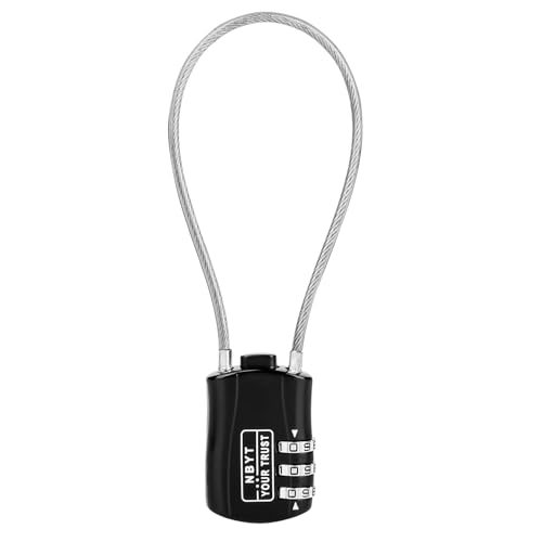 Zinc Alloy Wire Rope Cable Lock with Resettable Code - Helmet, Luggage, Ski, Snowboard, Bikes, Stroller, Cabinet Lock - size: 7 Inch