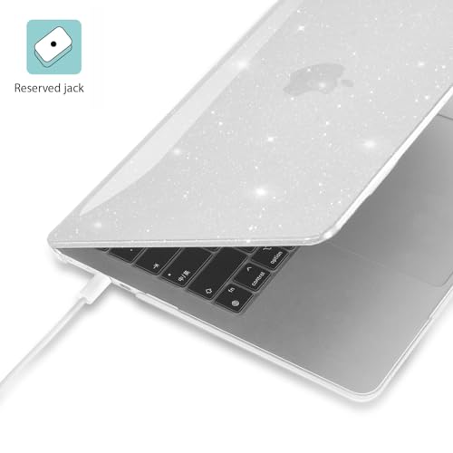 EooCoo Case Compatible with MacBook Air 13 inch M5 2026-2022 M4 M3 M2 A3449 A3240 A3113 A2681, Crystal Hard Shell Scratch Resistant Protective Cover for Mac Air 13.6 inch, Sparkly Clear - color: Sparkly Clear, size: Air 13.6-inch