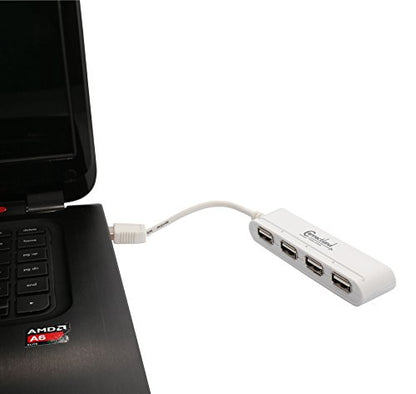 Connectland Utlra Slim USB 2.0 High-Speed 4 Port HUB with On Off Switch for Desktop and Laptops Windows Mac Linux CL-U2MNHUB-4W