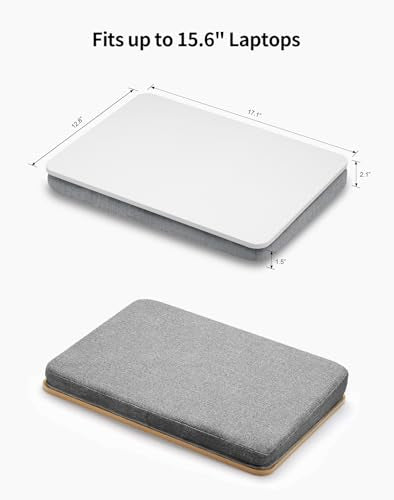 ZEAPTAC Lap Desk with Pillow Cushion, Portable Bed Desk, Fits up to 15.6 inch Laptop, Lap Stand for Bed & Couch & Carpet, Book/Tablet/Drawing Board Stand - White - color: White