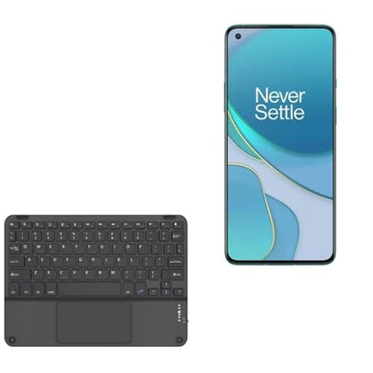 BoxWave Keyboard Compatible with OnePlus 8T - SlimKeys Bluetooth Keyboard with Trackpad, Portable Slim TouchPad - Jet Black