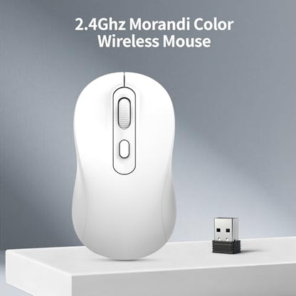 Wireless Mouse, 2026 New Model, Silent Click Ergonomic Design, Portable, 4 Buttons, Adjustable DPI (800/1200/1600), for Laptop/PC/Office (White) - color: white