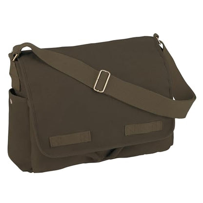 Rothco Classic Canvas Messenger Bag | Durable Canvas Shoulder Bag, Crossbody Designed For EDC, Travel, Commuting, Organized Storage And Dependable Carry - color: Olive Drab