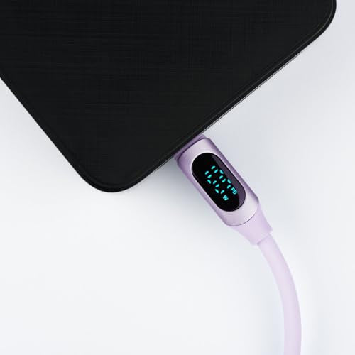 MyVolts Step Up USB-C to USB-C PD Cable with LCD Power Meter, Jellybean Purple - color: Jellybean Purple, size: USB-C to USB-C