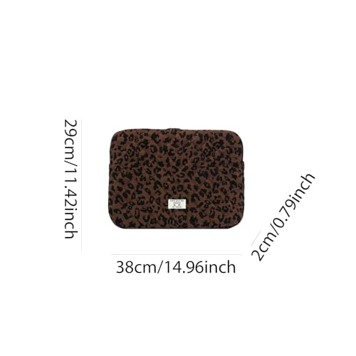 Cute Bow Puffy Laptop Sleeve 13-15 Inch Cute Quilted Laptop Protective Case Padded Bow Computer Sleeve for MacBook (Leopard Coffee, 15inch) - color: Leopard Coffee, size: 15inch