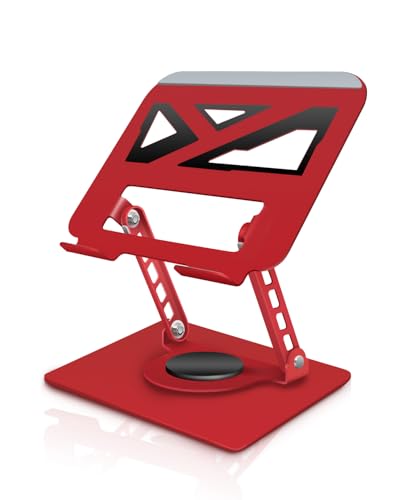 3-Year Red Swivel Laptop Stand-360° Rotating,Ergonomic Adjustable Metal Design,Fits10-16 Laptop Stand,Ideal for Desk Office & Travel,Foldable&Portable,Mechanical Style,Perfect for Everyone - color: Red