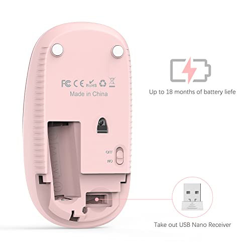 Unipows Wireless Mouse-2.4G Slim Portable Computer Mouse with Nano Receiver | Less Noise Mobile Optical Mice for Notebook, PC, Laptop, Desktop, Gradient Pink to Purple - color: Gradient Pink to Purple