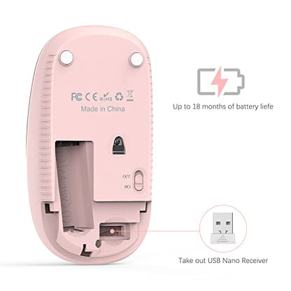 Unipows Wireless Mouse-2.4G Slim Portable Computer Mouse with Nano Receiver | Less Noise Mobile Optical Mice for Notebook, PC, Laptop, Desktop, Gradient Pink to Purple - color: Gradient Pink to Purple