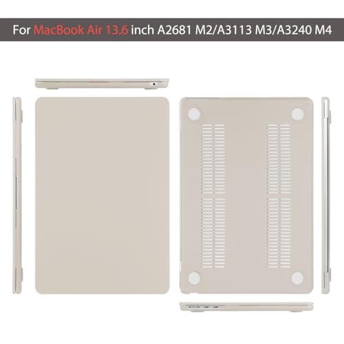 Teryeefi Case for M5 MacBook Air 13.6 Inch Model A3449 A3240 M4/A3113 M3/A2681 M2 Chip (2022 2024 2025 2026 Release), Laptop Hard Case+USB 3 Adapter+Keyboard Cover, Cream Rock Ash - color: Cream Rock Ash