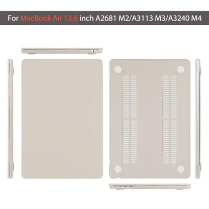 Teryeefi Case for M5 MacBook Air 13.6 Inch Model A3449 A3240 M4/A3113 M3/A2681 M2 Chip (2022 2024 2025 2026 Release), Laptop Hard Case+USB 3 Adapter+Keyboard Cover, Cream Rock Ash - color: Cream Rock Ash
