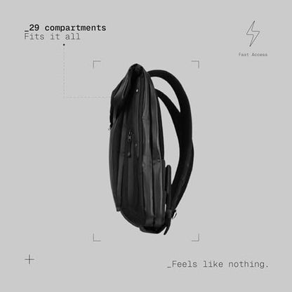 The Frenchie Co. - Work/Travel Speed Backpack - Expandable 23–30 liters - Laptop compartment with anti-theft magnetic closure - Ballistic nylon durable commuter pack - color: Black