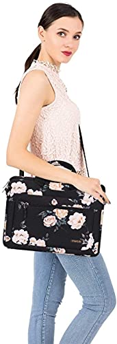 MOSISO Laptop Shoulder Bag for Women, 15-16 inch Computer Bag | Compatible with MacBook Air 15 inch / Pro 16 inch, 15.6 inch Camellia Sleeve with Adjustable Depth at Bottom, Black - color: Black, size: 16 inch