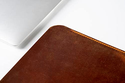 Leather Laptop Sleeve, Handmade Slim Case for MacBook Air 13" (M2) 2024, (M3) 2024 & 15 inch (M3) 2026 - color: Camel, size: 13"