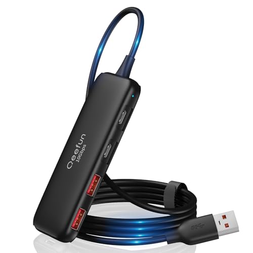 Qeefun 10Gbps USB 3.2 Hub with 2 USB A & 2 USB-C 3.2 Data Ports, USB 3.2 Gen 2 Splitter, 4ft Extended Long Cable and Type-C Power Port, USB multiport Adapter for pc, Laptop, iMac, Mac mini and More - style: A to 2A+2c