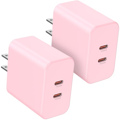 Susnwere 40W Dual USB C Charger Block,2-Port Fast USB-C Power Adapter Wall Charger Plug Type C Charging Block for Laptop Computer & Tablets/Phones iPhone 15/14/13/12/11/X, iPad,Samsung,Google 2 Pack - color: Pink