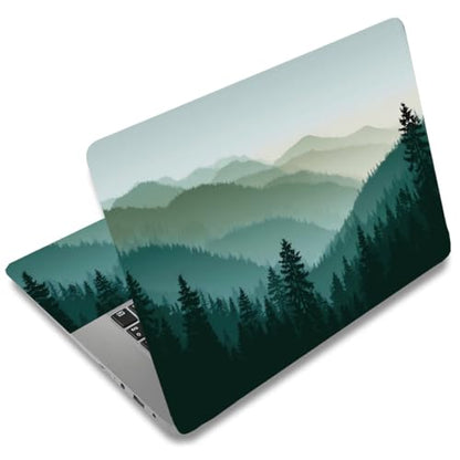 SUPERDANT Laptop Notebook Skin Sticker Cover Decal Mountain Forest Laptop Protector Notebook PC Computer Art Protector Universal Notebooks Art Decal Fits 12 13 13.3 14 15 15.4 15.6 inch Cyan Green