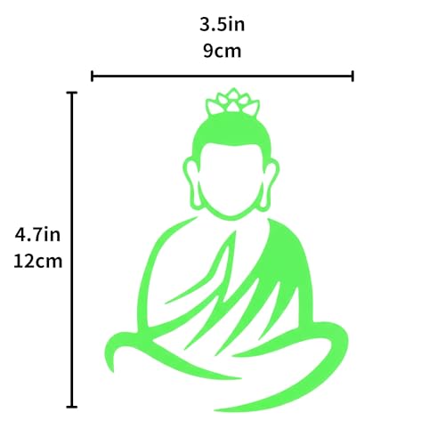 2 Pieces Fluorescent Neon Green Cross & Buddha, Skull Car Decal, Safety Religious Spiritual Stickers for SUV, Windows, Motorcycles, Skateboard Christian Night Visibility Hide Scratches (Buddha) - color: Buddha