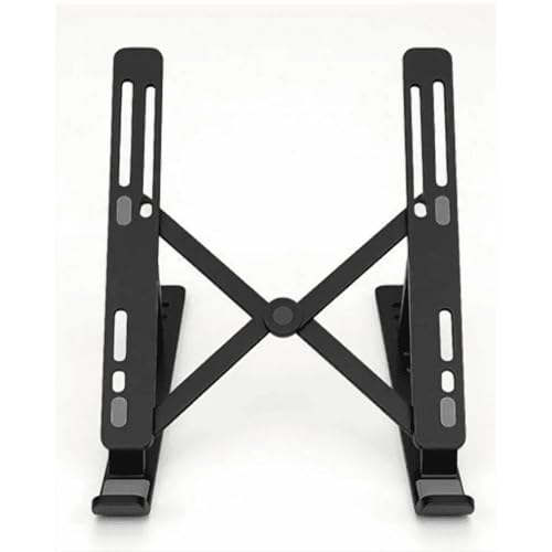 Laptop Stand, Portable Laptop Holder Computer Stand for Desk, Metal Foldable Laptop Riser with 6 Levels Height Adjustment, Compatible with MacBook, HP, Lenovo, Dell,Black - color: Black