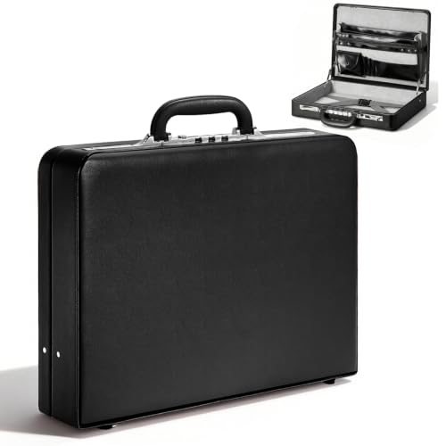 LOCKCURX Briefcases for Men, Anti-Theft Longwave Lock Briefcase with 16 Inch Laptop Compartment, Waterproof Faux Leather, Brief Cases Men with Multi File Organizer, Perfect for Office, Travel (Black) - color: Black, size: Longwave Lock