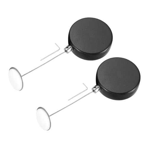 MECCANIXITY 3.3ft Retractable Cable Lock with Round Patch Remote Control Security Lock with Adjustable Cord Tether Anti Theft for Laptop, TV, 150 G, Black, 2 Pack - color: Black