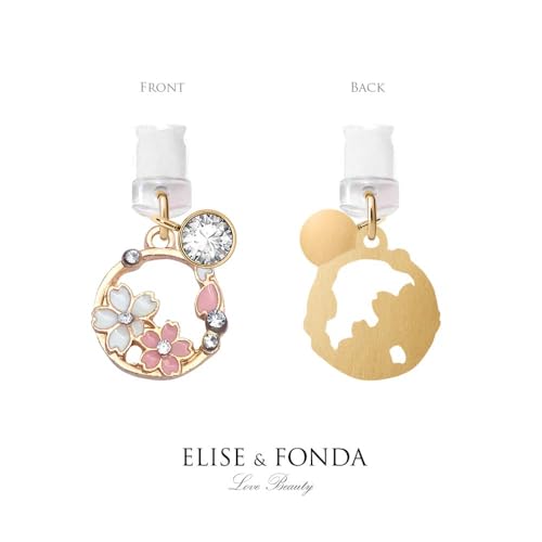 ELISE & FONDA CP85 USB Charging Port Anti Dust Plug Little Cherry Blossom Garland Pendant Phone Charm for iPhone 12/11/ XS MAX/XR/X/8 Plus/7/6S/7/SE iPad iPod（Pink）
