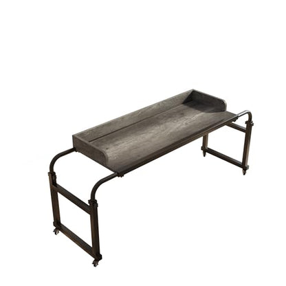 TigerDad Overbed Table with Wheels Overbed Desk Over Bed Desk King Queen Bed Table Overbed Laptop Table Over Bed Table with Wheels((Gray) - color: Grey