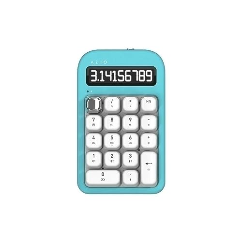 AZIO IZO Wireless Mechanical Calculator & Number Pad (Mint/Silver) - Bluetooth 5.0 & USB, Gateron-Red Mechanical Switch, 9 Backlight Modes, Rechargeable, PC & Mac Compatible, Mint Daisy (IN409) - color: Mint Daisy