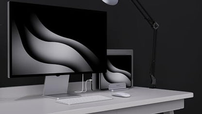 Double Aluminum Laptop Vertical Stand Organizer, Sturdy Notebook Computer Holder Stand Compatible with New Liquid Retina XDR Apple MacBook Air/Pro/Neo, Mac mini, Apple TV & iPad Pro - Silver - color: Silver