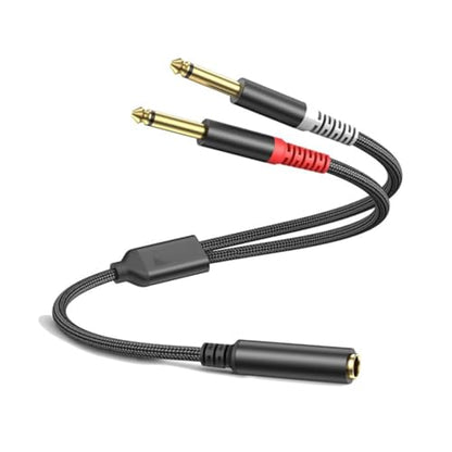 1/4 TRS Breakout Cable 1 FT, Splitter Y Adapter, 6.35mm TRS Female to Dual 6.35mm TS Mono Male Jack Cable for Guitar or Mixer with Jack Output - size: 1 FT 1 Pack, style: 1/4 TRS Breakout Cable