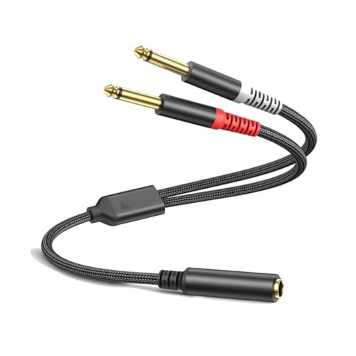 1/4 TRS Breakout Cable 1 FT, Splitter Y Adapter, 6.35mm TRS Female to Dual 6.35mm TS Mono Male Jack Cable for Guitar or Mixer with Jack Output - size: 1 FT 1 Pack, style: 1/4 TRS Breakout Cable