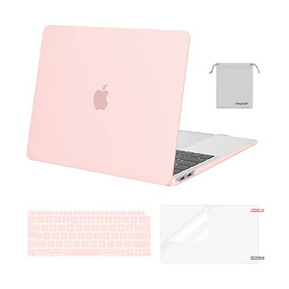 MOSISO Compatible with MacBook Air 13 inch Case M1 2021 2020 2019 2018 | A2337 A2179 A1932, Protective Hard Shell&Keyboard Cover&Screen Film&Pouch for MacBook Air 13.3 inch Case, Chalk Pink - color: Chalk Pink