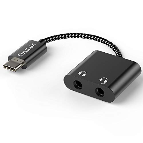 USB C Audio Splitter for 2 Headphones with 96KHz/24-bit DAC, Type C to Dual Earphones Aux Splitter for Samsung S25/S24/S23/S22/S21/S20 Ultra, Tab S11/S10/S9/S8/S7/S6, Z Fold/Flip 7/6/5/4/3/2 - color: Black