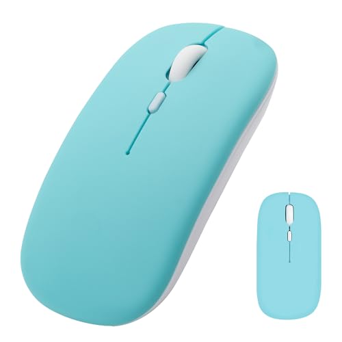 Wireless Bluetooth Mouse for iPad/MacBook Pro/Air/Laptop/pc Rechargeable Silent Mouse Portable Slim for Surface Pro/Lenovo/Samsung Tablet (Blue) - color: Blue